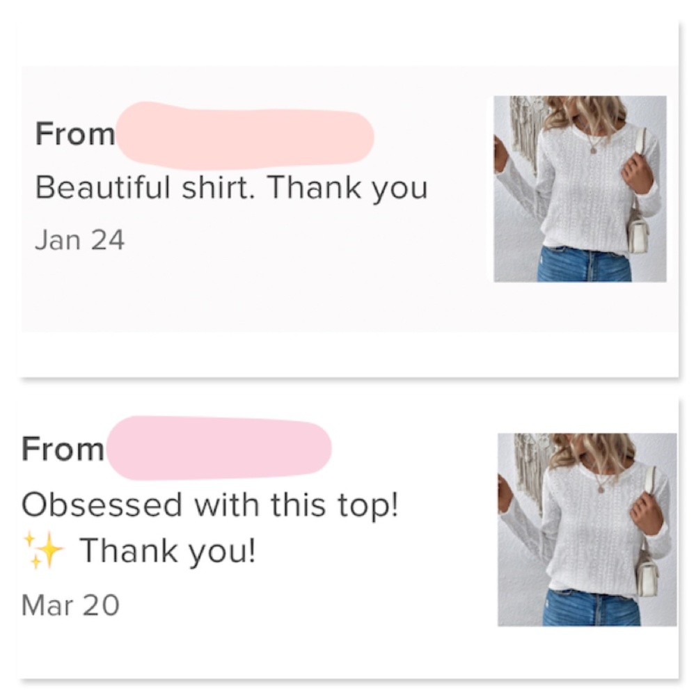 White Long Sleeve Tee Shirt Eyelet Embroidery Somewhat Sheer Round Neck - Picture 7 of 9